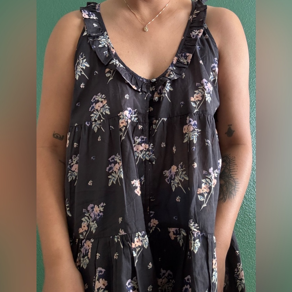 Anthropologie Floral Black Dress NWT